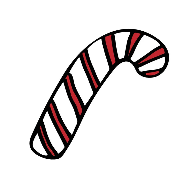 Traditional Christmas Candy Cane Doodle Style — Stock Vector