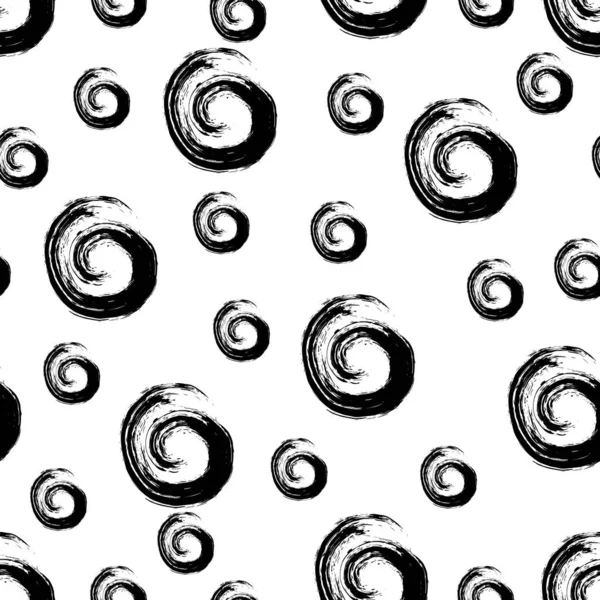 Abstraktes Grunge Muster Mit Spiralen Handgezeichnete Monochrome Vektor Textur Trendiges — Stockvektor