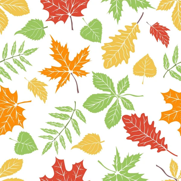Naadloos Patroon Met Kleurrijke Herfstbladeren — Stockvector