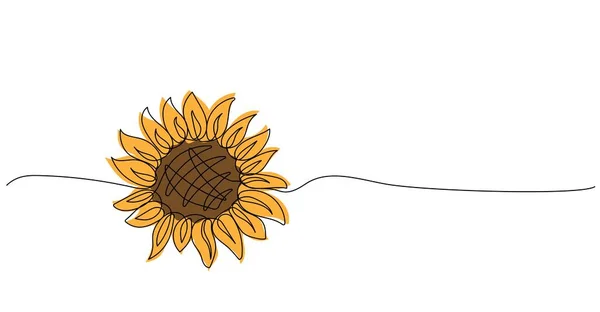 Continuous One Line Drawing Sunflower — стоковый вектор