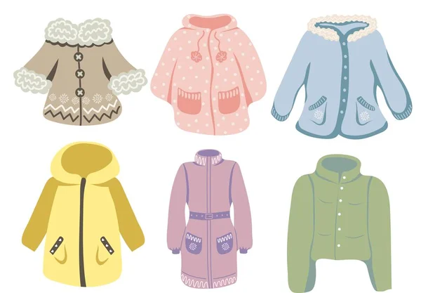 Renkli Sıcak Giysi Takımı Kış Tasarımı Için Güzel Yapımı Elementler — Stok Vektör