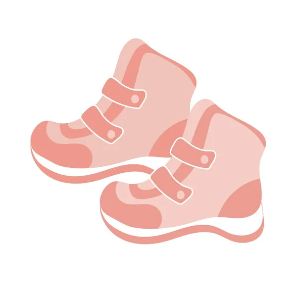 Paar Kinder Winterstiefel Winter Rosa Damen Und Kinderschuhe Auf Weißem — Stockvektor