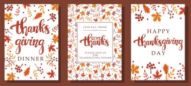 Sonbahar yapraklı Şükran Günü kartları