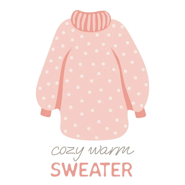 Πλεκτό Ζεστό Ροζ Πουλόβερ Παραδοσιακά Ζεστά Ρούχα Χειμώνα — Διανυσματικό Αρχείο