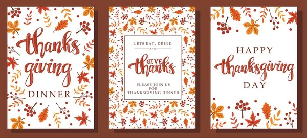 Sonbahar yapraklı Şükran Günü kartları