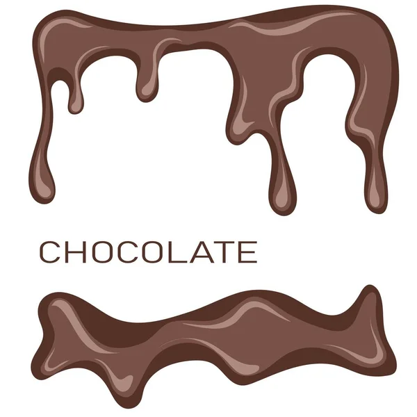 Kare Şeklinde Çikolata Çerçevesi Beyaz Arka Planda Erimiş Çikolata Şurubu — Stok Vektör