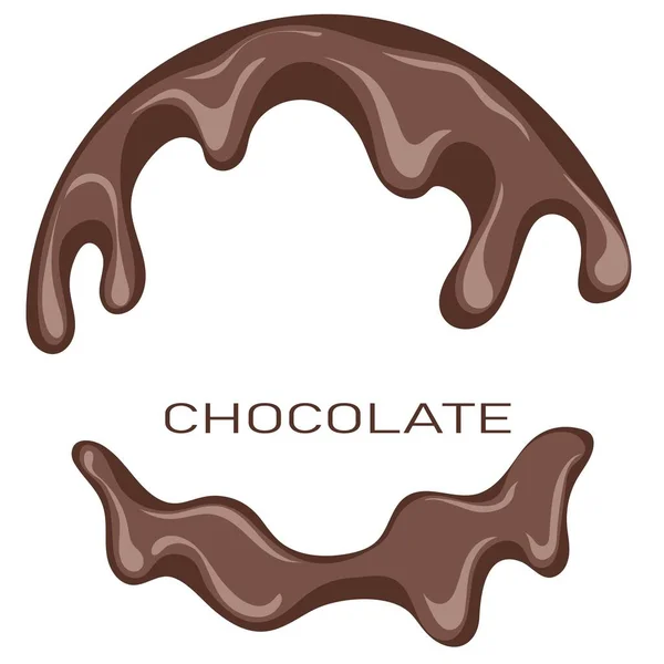 Chocolate Forma Círculo Xarope Chocolate Derretido Fundo Branco —  Vetores de Stock