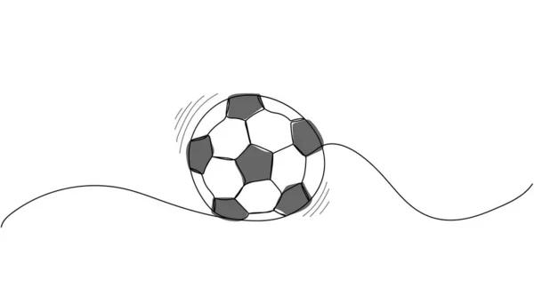 Continuous One Line Drawing Soccer Ball — Stock Vector