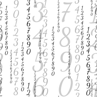 Beyaz zemin üzerinde siyah sayılar olan soyut, pürüzsüz desen