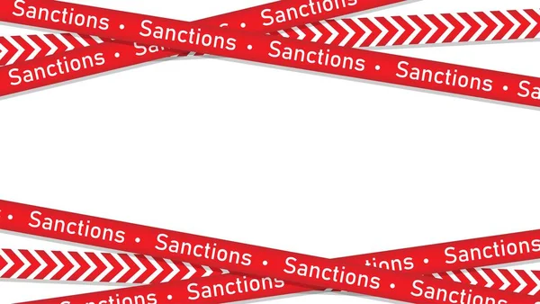 Sankcje Białe Tło Czerwonymi Wstążkami — Wektor stockowy