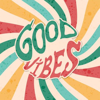 El yazısı harfler. Dalgalı arka planda iyi titreşimler.