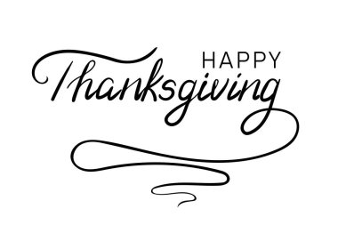 Mutlu şükran günü el yazmaları ve pürüzsüz çizgiler. Şükran Günü için tipografi tasarımı ilham kaynağı