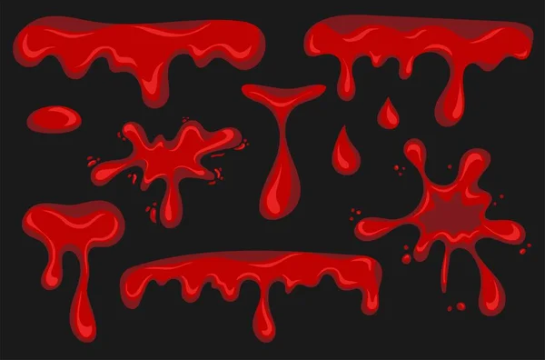 Blood Splashes Border Set Fluid Blood Drops Blobs — Stock vektor