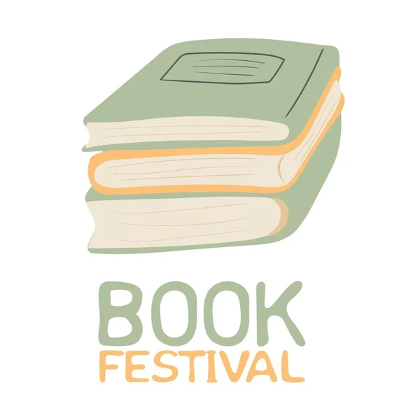Book Festival Hand Drawn Stack Books Isolated White Background — ストックベクタ