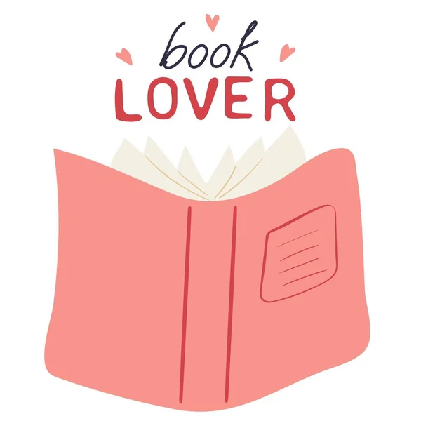 Book Lover Hand Drawn Open Book Isolated White Background — ストックベクタ