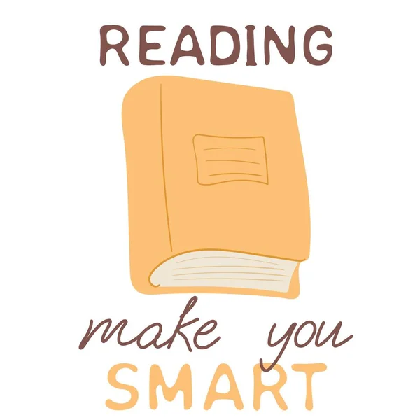 Reading Make You Smart Hand Drawn Closed Book Isolated White — ストックベクタ