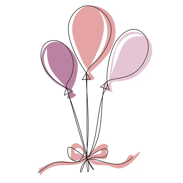 Balloons Birthday Party Flying Balloons Rope — 스톡 벡터