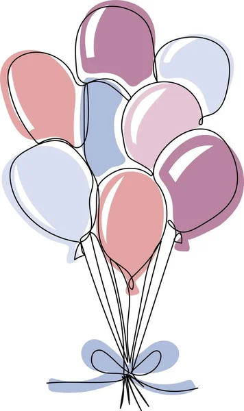 Balloons Birthday Party Flying Balloons Rope — 스톡 벡터