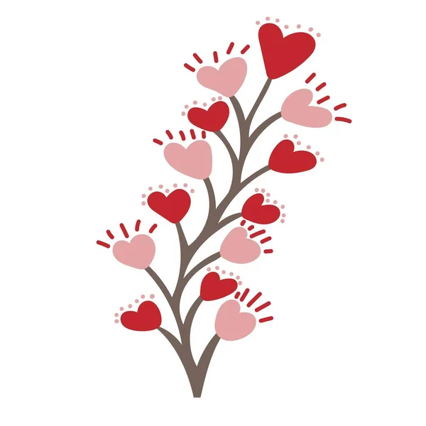 Branch Flowers Heart Shape Love Valentine Day Concept — ストックベクタ