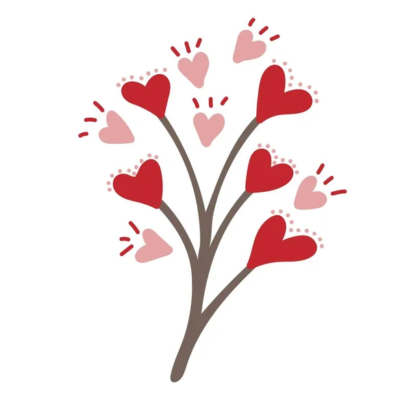 Branch Flowers Heart Shape Love Valentine Day Concept — Wektor stockowy