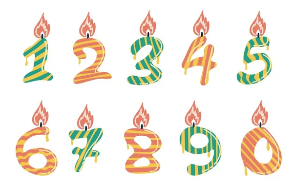 Cartoon Anniversary Numbers Candle — Stock vektor