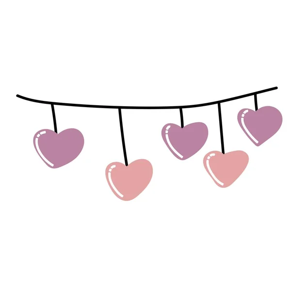 Garland Hearts Love Valentine Day Concept — Vettoriale Stock