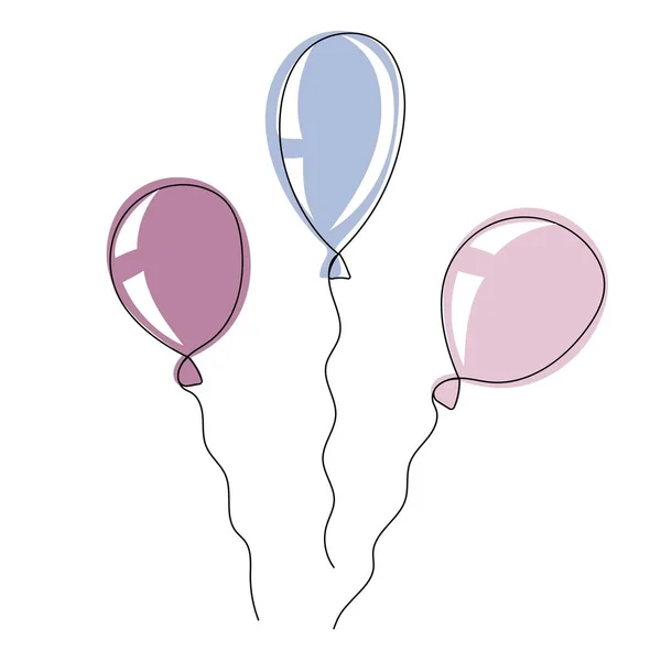 Set Balloons Birthday Valentines Day Party Flying Balloons Rope — 스톡 벡터