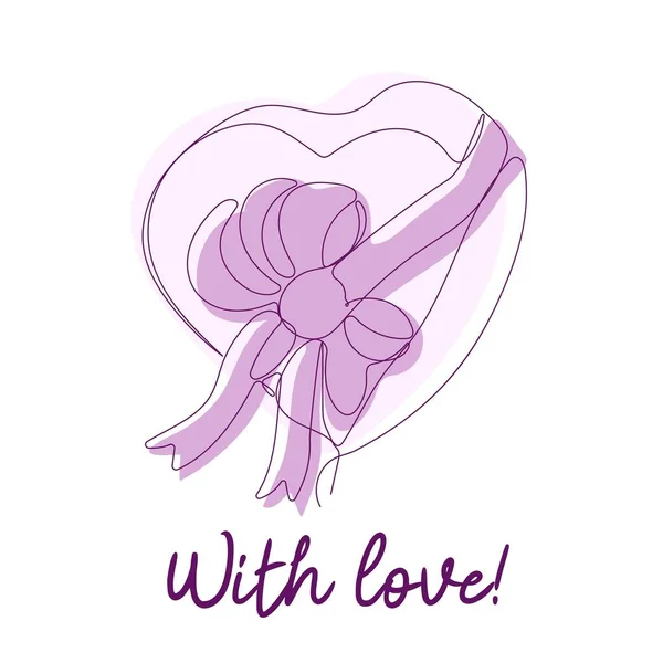 Love Cute Gift Box Bow White Background — Image vectorielle