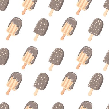 Seamless pattern with chocolate ice creams