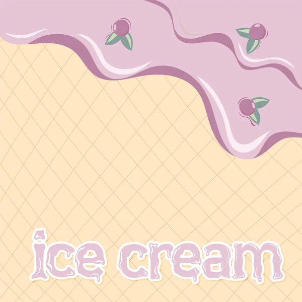 Ice Cream Blueberry Cream Melted Wafer Background — Wektor stockowy