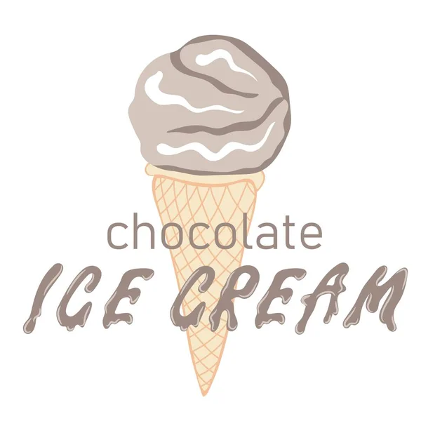 Soft Serve Chocolate Ice Cream Wafers Cone — Stockový vektor