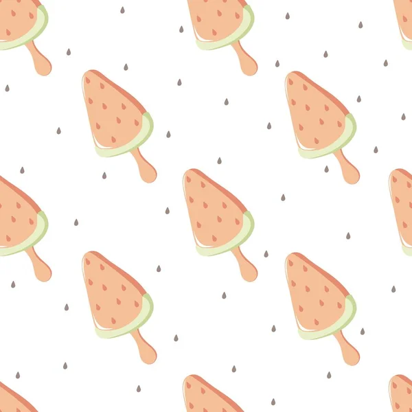 Seamless Pattern Watermelon Ice Cream — Stock vektor