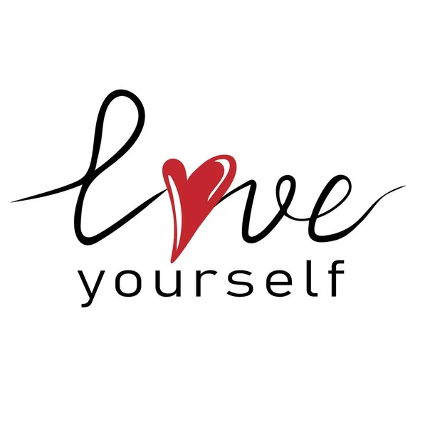 Love Yourself Calligraphic Inscription Smooth Lines — Stockvector