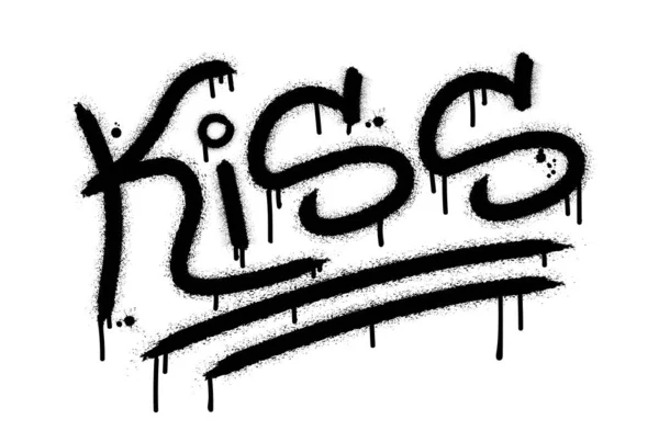 Kiss Quote Urban Street Graffiti Style Splash Effects Drops Black — Stockvector