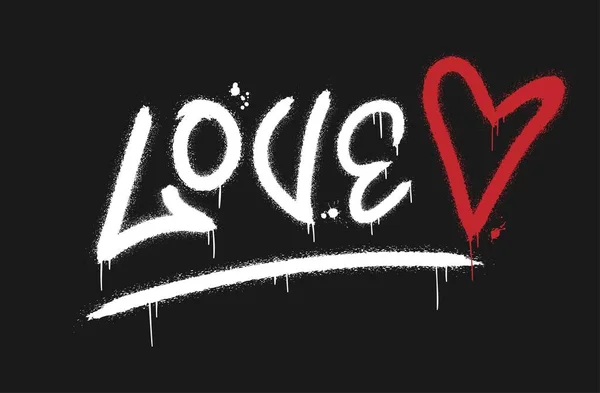 Love Quote Heart Urban Street Graffiti Style Splash Effects Drops — Stok Vektör