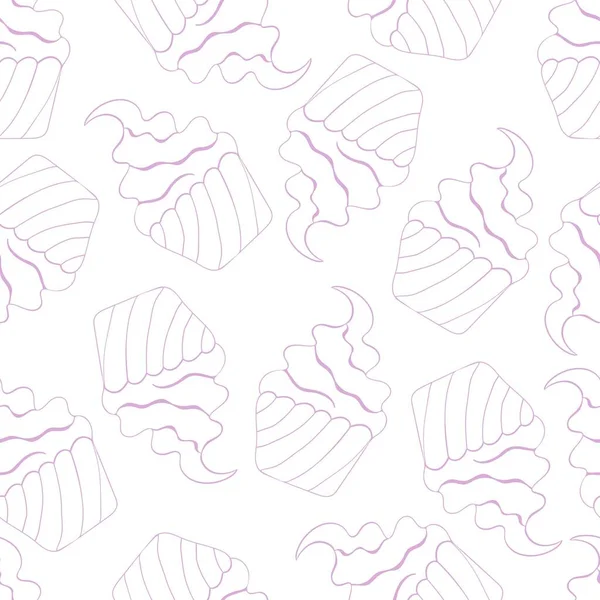 Seamless Pattern Swirl Ice Cream Cup — Vector de stock