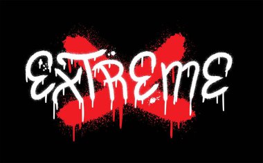 Extreme text with splash effect and drops