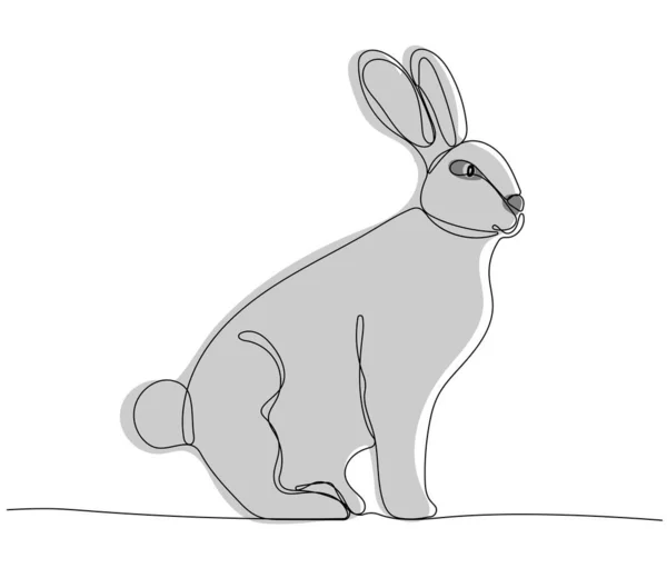 Continuous One Line Drawing Bunny Rabbit — Stock Vector