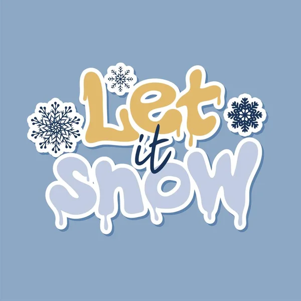Let Snow Sticker Winter Holiday Concept — Stock Vector