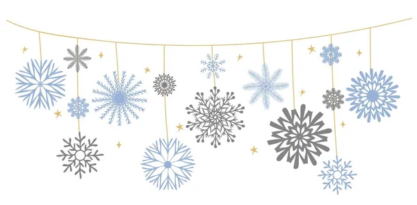 Holiday Garland Snowflakes Merry Christmas Decoration —  Vetores de Stock