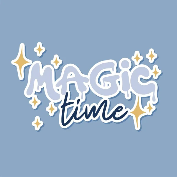 Magic Time Sticker Stars Winter Holiday Concept — Archivo Imágenes Vectoriales