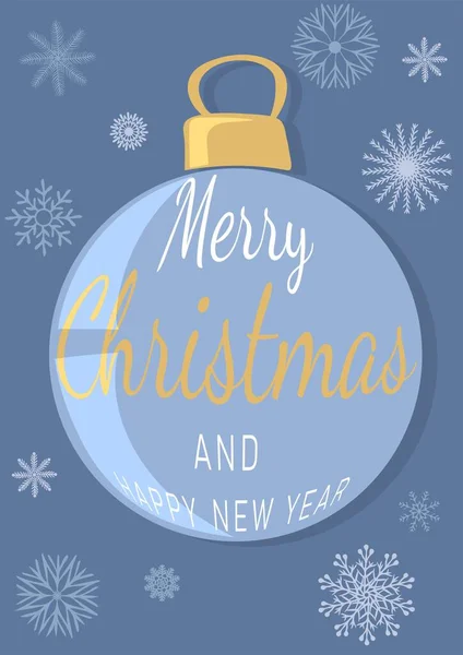 Postcard Merry Christmas Happy New Year Christmas Ball Snowflakes — стоковий вектор