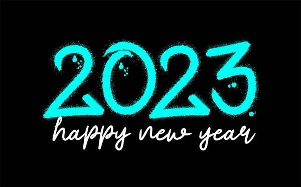 2023 Ευτυχισμένο Νέο Έτος Κείμενο Splash Αποτέλεσμα Και Σταγόνες Αστικό — Διανυσματικό Αρχείο