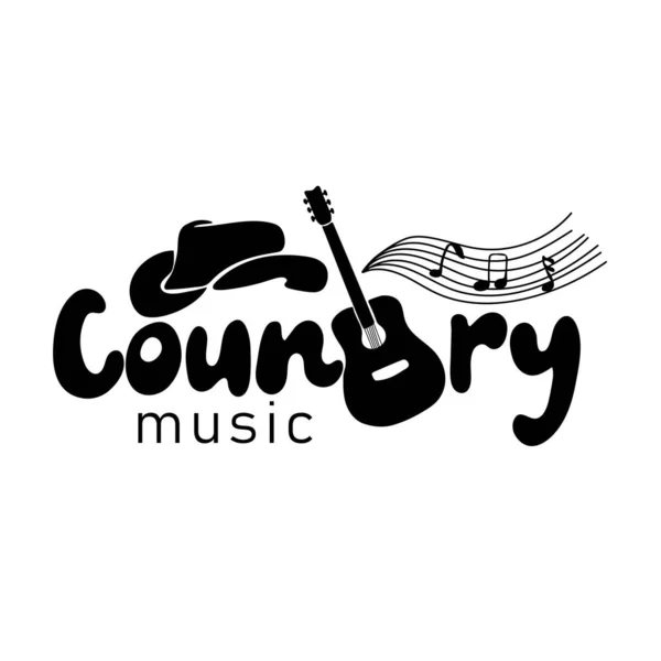 Manifesto Musicale Country Con Cappello Cowboy Chitarra — Vettoriale Stock