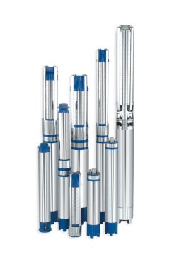 Pompaları yüzeye ayarlayın. Sualtı deposu temiz su sağlıyor büyük bir su altı evi, sulama bahçesi. Kuyu. İzole edilmiş beyaz zemin Su Pompası