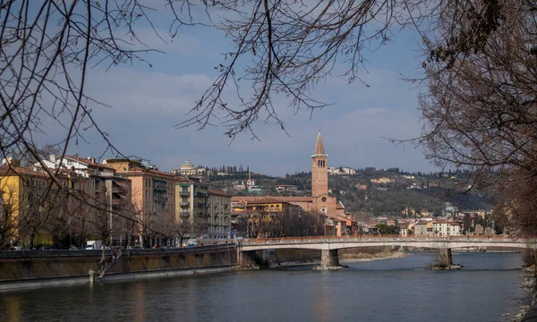 Immagini Della Città Verona Italia Edifici Classici Ponti Sul Fiume — Foto Stock