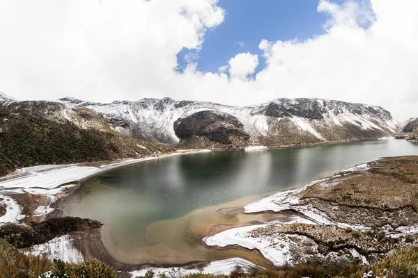 Images of green lake and we stop them in Los Andes. Lagoon located in the natural national park Los Nevados in Manizales Caldas Colombia.