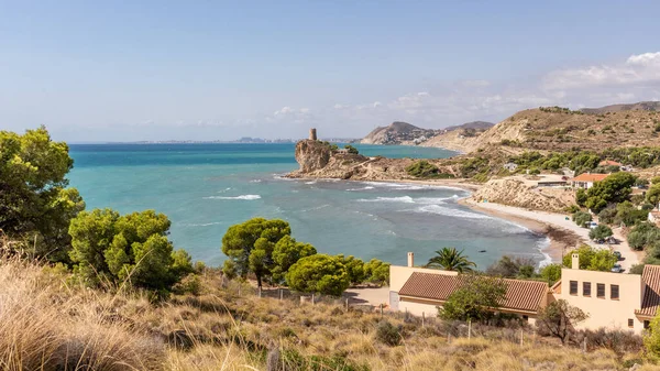 stock image Cliffs in the Mediterranean Sea in the south of Spain. White coast Spain. Valencian Community.