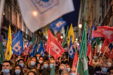 Lizbon, Portekiz. 27 Ocak 2022. Portekiz 'deki 2022 parlamento seçimleri için Portekiz Komünist Partisi mitingi 