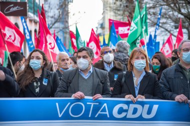 Lizbon, Portekiz. 27 Ocak 2022. Portekiz 'deki 2022 parlamento seçimleri için Portekiz Komünist Partisi mitingi 